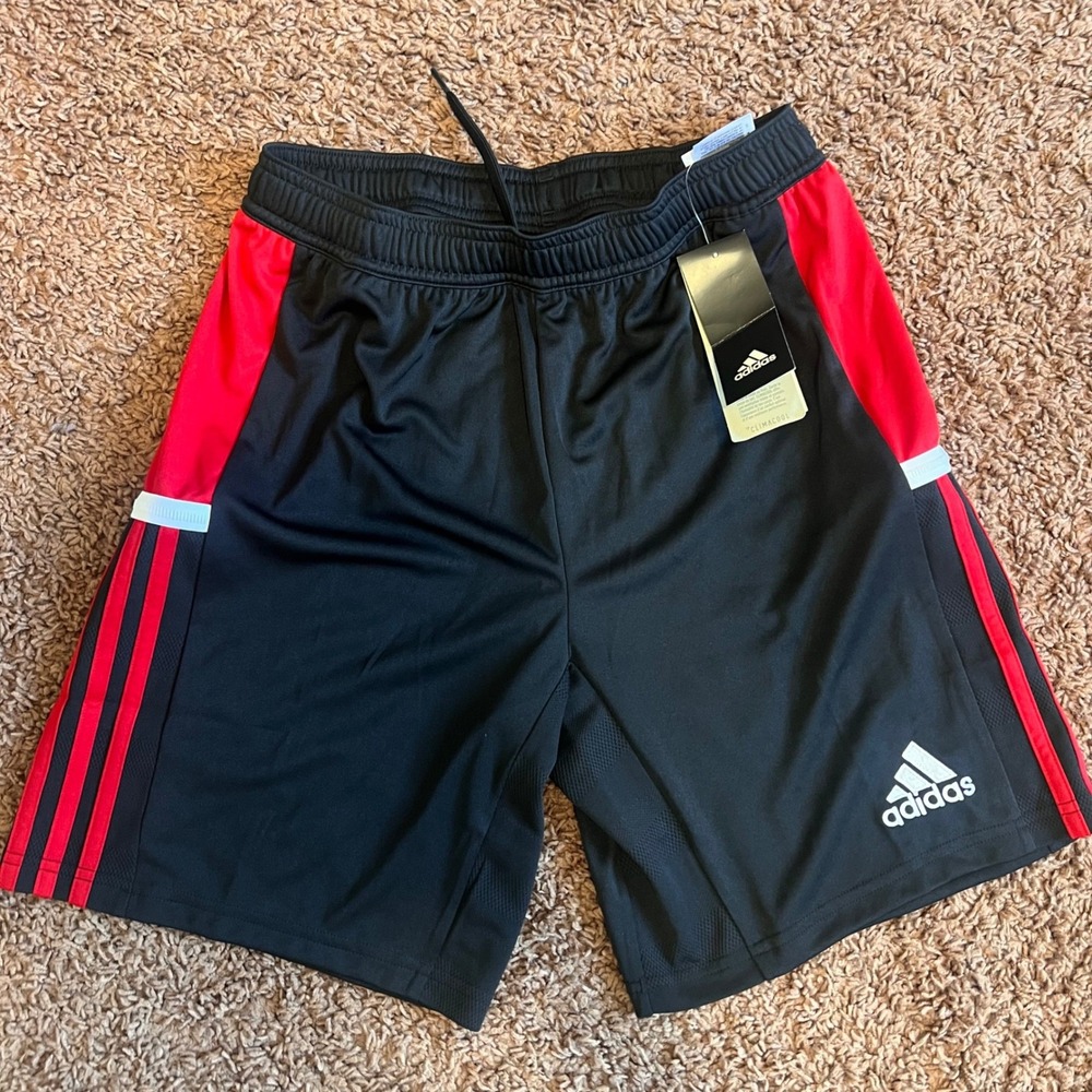 Adidas Kids XL Black Red Climacool Soccer Training Shorts DW6748 NWT Boys